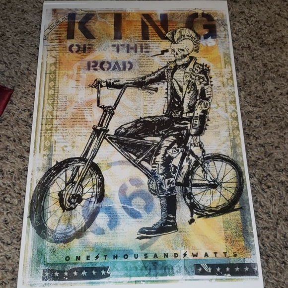 Too Fast King of the Road Skeleton Rider w Mohawk BMX 11"x17" Tattoo Art Print - Picture 1 of 8
